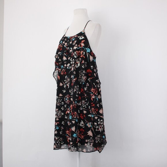 BCBG Maxazria Dress $178 Sz L Black Multi Color Floral 100% Polyester Dress - Picture 5 of 14